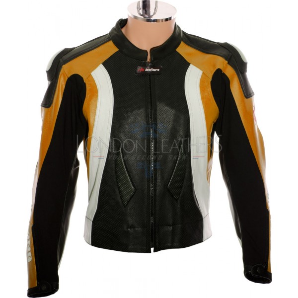 RTX Aero Evo Orange Leather Motorcycle Jacket